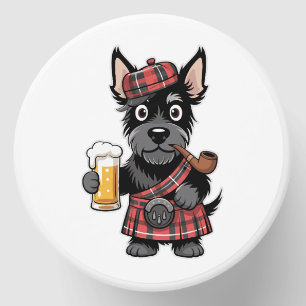 Scottish Terrier in Tartan Kilt with Beer and Pipe Mini Candle Favors