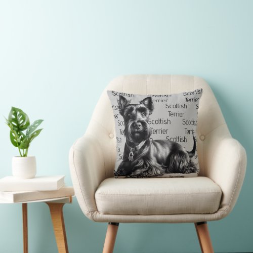 Scottish Terrier in Throw Pillow