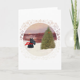 Scottish Terrier in Wintertime Holiday Card