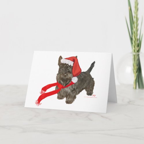 Scottish Terrier is Santas Helper Holiday Card