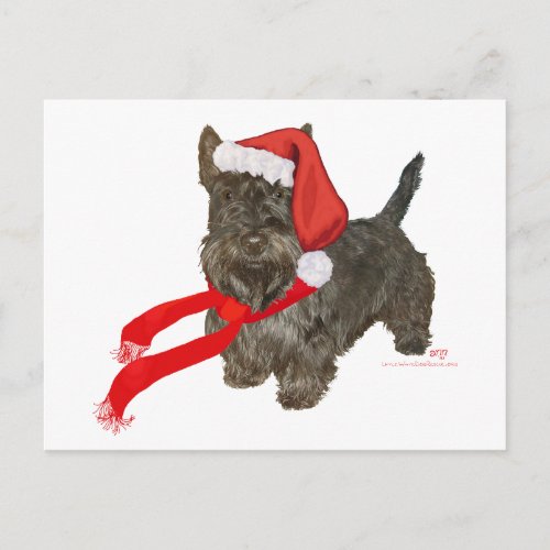 Scottish Terrier is Santas Helper Holiday Postcard