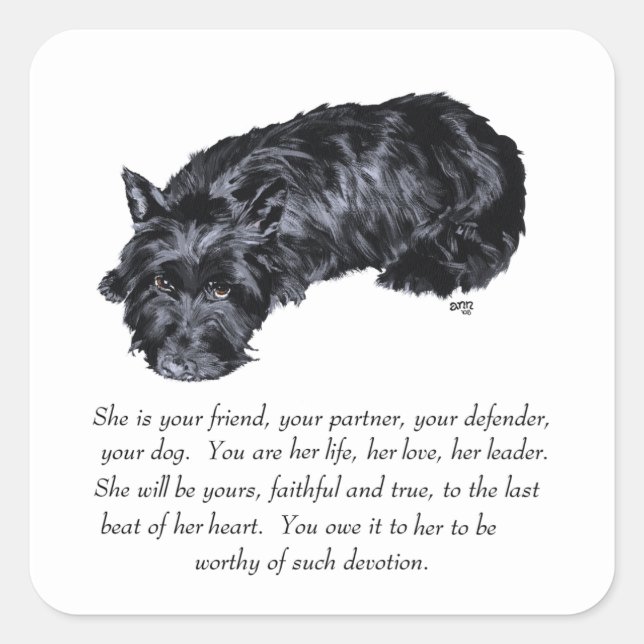 Scottish Terrier Keepsake - FEMALE Square Sticker (Front)