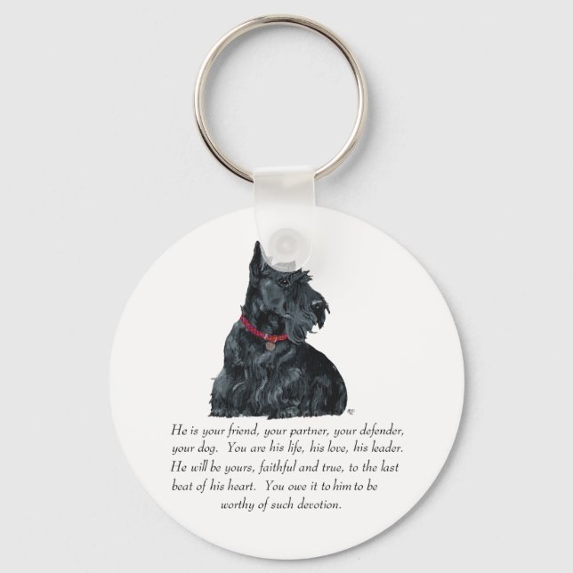 Scottish Terrier Keepsake - MALE Dog Keychain (Front)