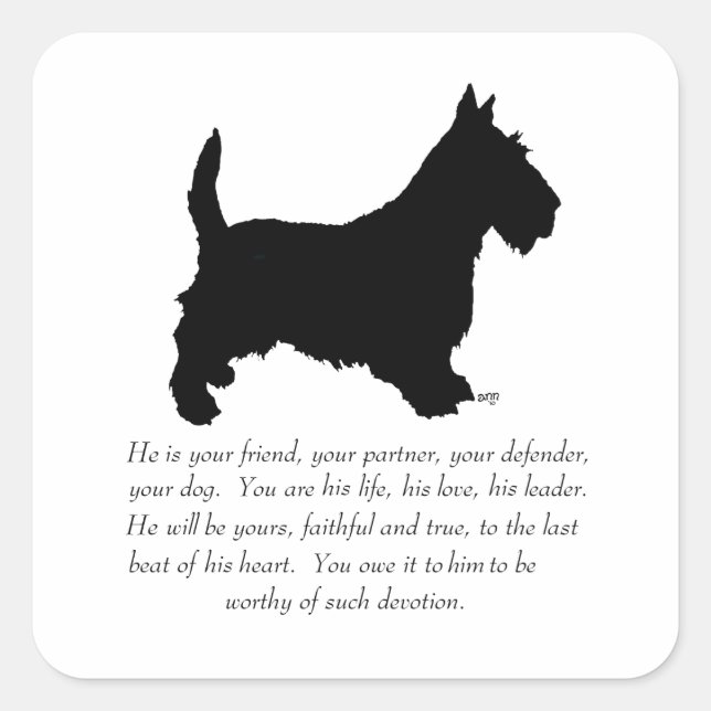 Scottish Terrier Keepsake - MALE Dog Square Sticker (Front)
