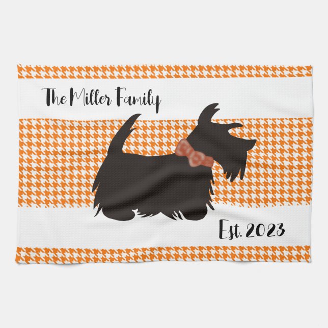 Scottish terrier Kitchen towel, Personalized towel (Horizontal)