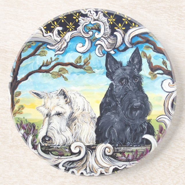 Scottish Terrier  Landscape Drink Coaster (Front)