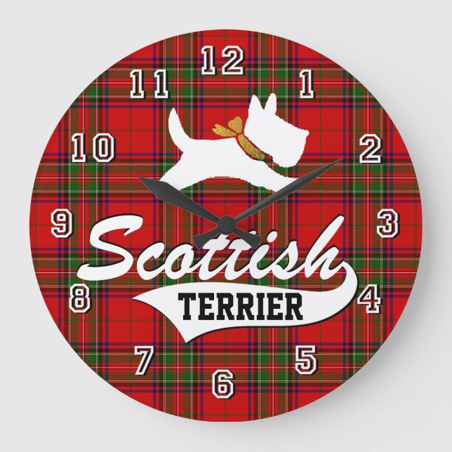 Scottish Terrier Large Clock (Front)