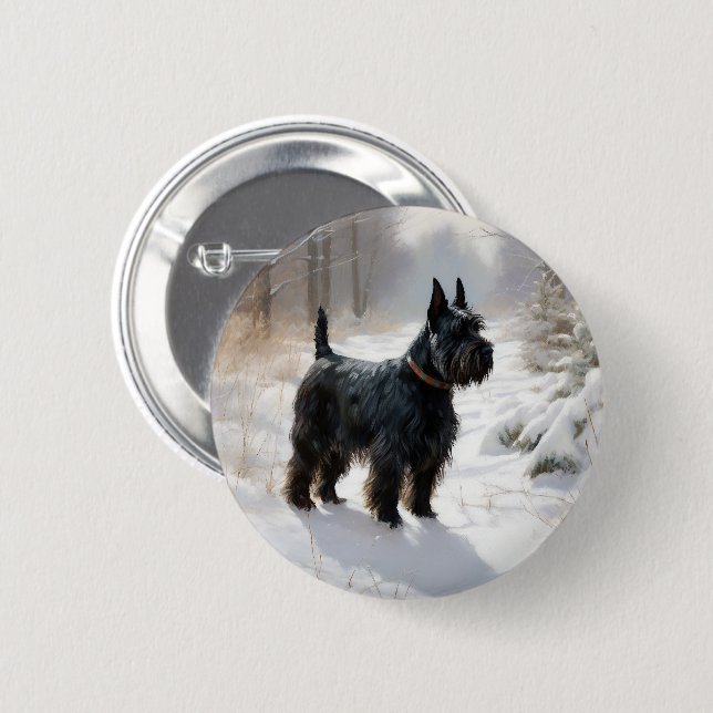 Scottish Terrier Let It Snow Christmas Button (Front & Back)