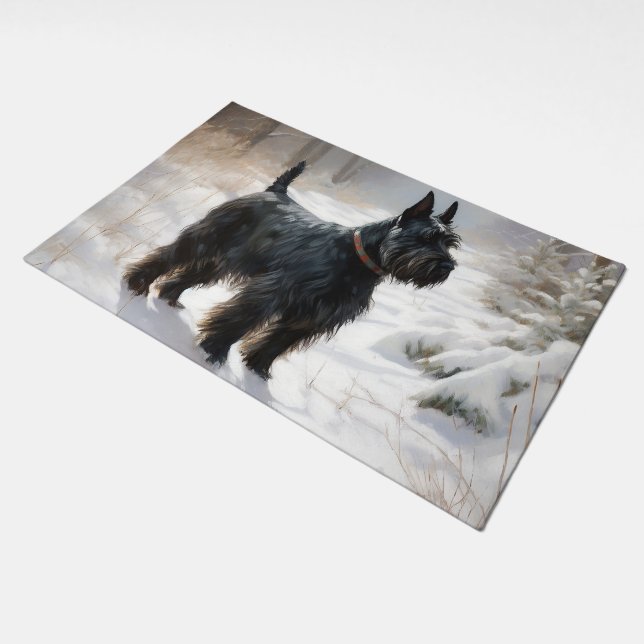 Scottish Terrier Let It Snow Christmas Doormat (Angled)