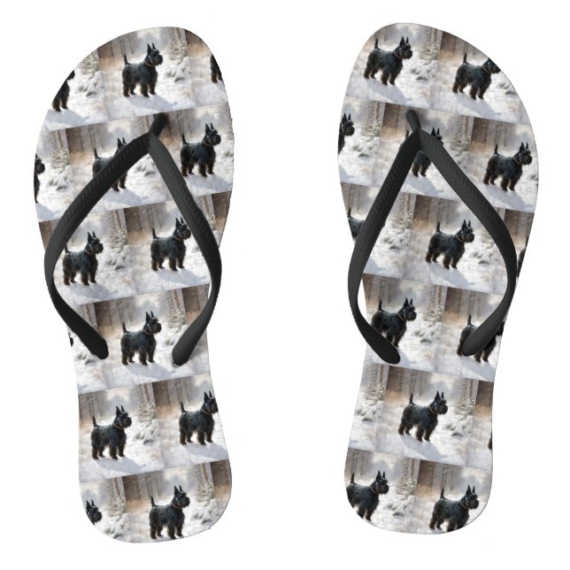 Scottish Terrier Let It Snow Christmas Flip Flops (Footbed)