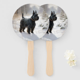 Scottish Terrier Let It Snow Christmas Hand Fan