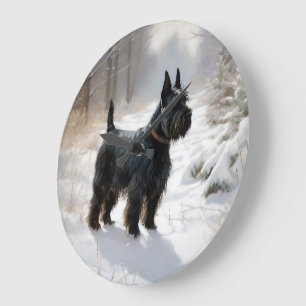 Scottish Terrier Let It Snow Christmas Large Clock