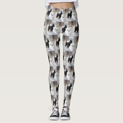 Scottish Terrier Let It Snow Christmas Leggings