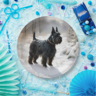 Scottish Terrier Let It Snow Christmas Paper Plates