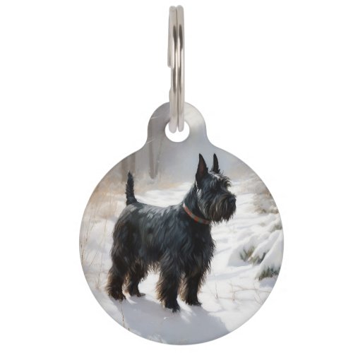 Scottish Terrier Let It Snow Christmas Pet ID Tag