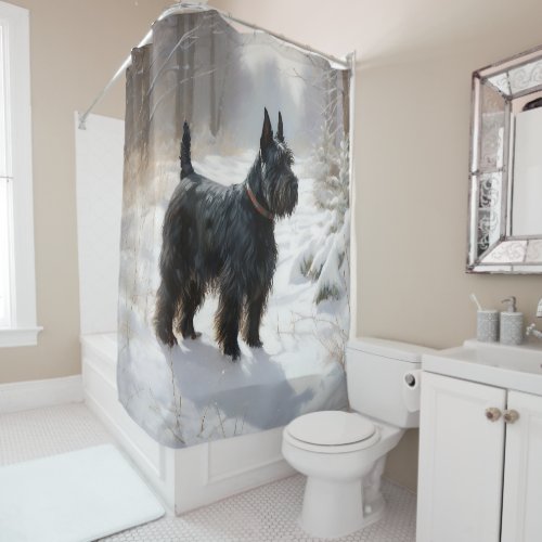 Scottish Terrier Let It Snow Christmas Shower Curtain