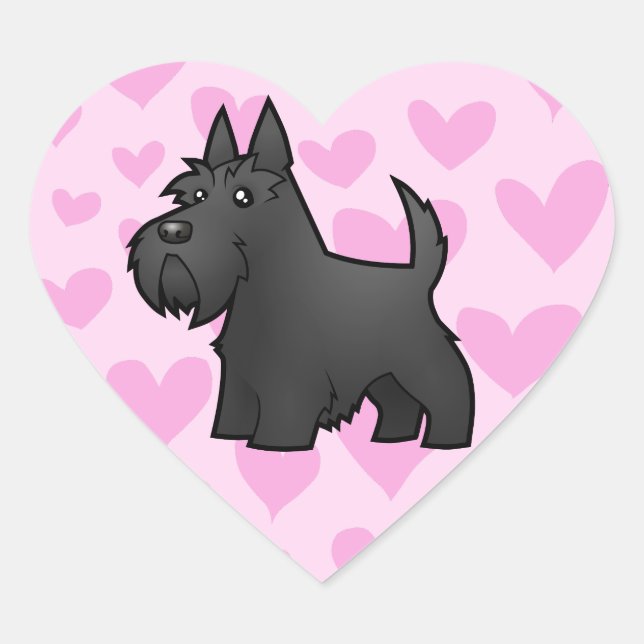 Scottish Terrier Love Heart Sticker (Front)