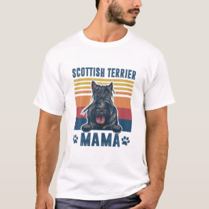 Scottish Terrier Mama Mother Retro Gifts Dog Mom T-Shirt