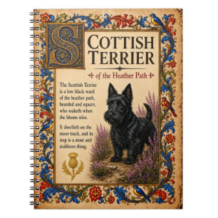 Scottish Terrier, Medieval Bestiary Art Notebook