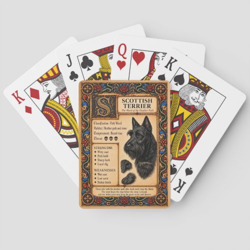 Scottish Terrier, Medieval Bestiary Art Poker Cards