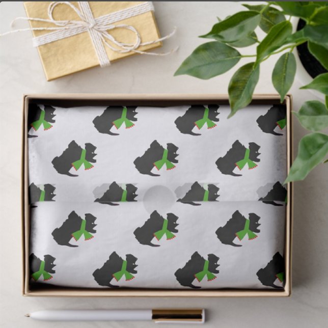 Scottish Terrier Merry Christmas Plaid Tissue Paper (Cute Scottie tissue paper!)