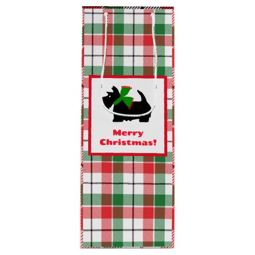 Scottish terrier merry Christmas plaid Wine Gift Bag