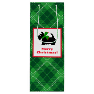 Scottish terrier merry Christmas plaid Wine Gift Bag