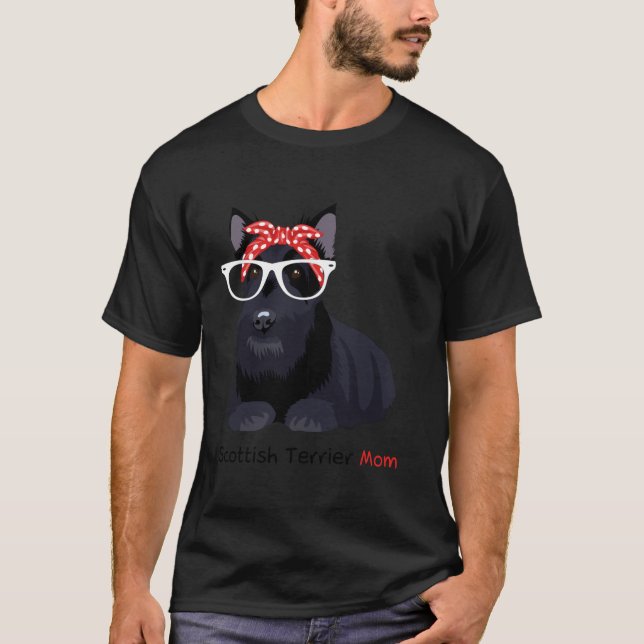 Scottish Terrier Mom Bandana Womens Scottie Dog T-Shirt (Front)