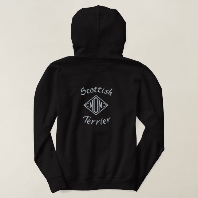 Scottish Terrier Mom Gifts Embroidered Hoodie (Design Back)