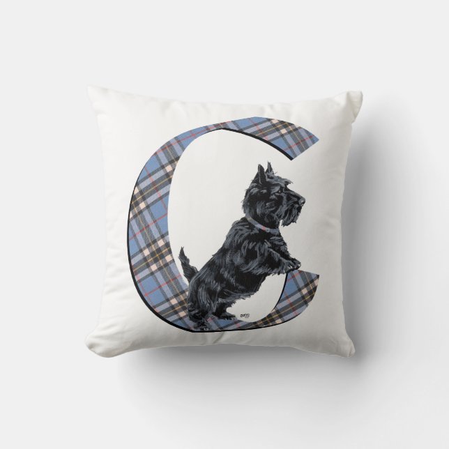 Scottish Terrier Monogram C Pillow (Front)