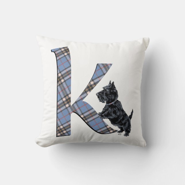 Scottish Terrier Monogram K Pillow (Front)