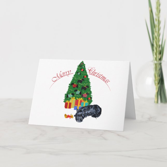 Scottish Terrier Nap Christmas Holiday Card (Front)