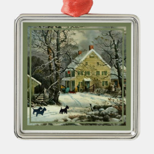 Scottish Terrier Old Fashioned Winter Metal Ornament