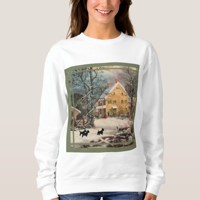 Scottish Terrier Old Fashioned Winter  Sweatshirt (Front)