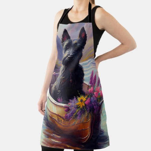 Scottish Terrier on a Paddle A Scenic Adventure Apron