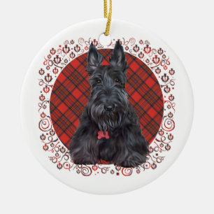 Scottish Terrier on Tartan Ceramic Ornament