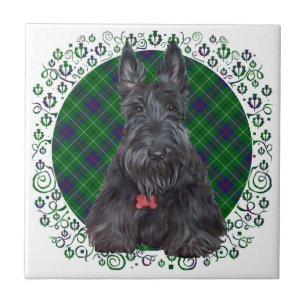 Scottish Terrier on Tartan Ceramic Tile