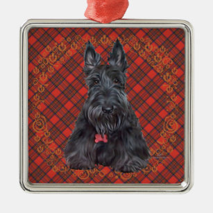 Scotty Dog Metal Postcard christmas ornament 4 in x 2.5 in 