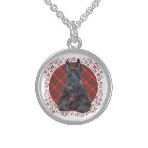 Scottish Terrier on Tartan Sterling Silver Necklace