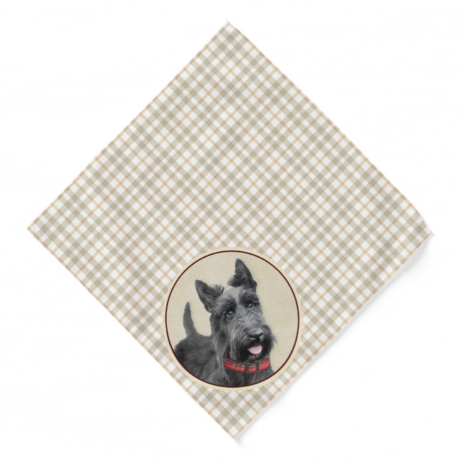 Scottish Terrier Painting Black Original Dog Art Bandana (Front)