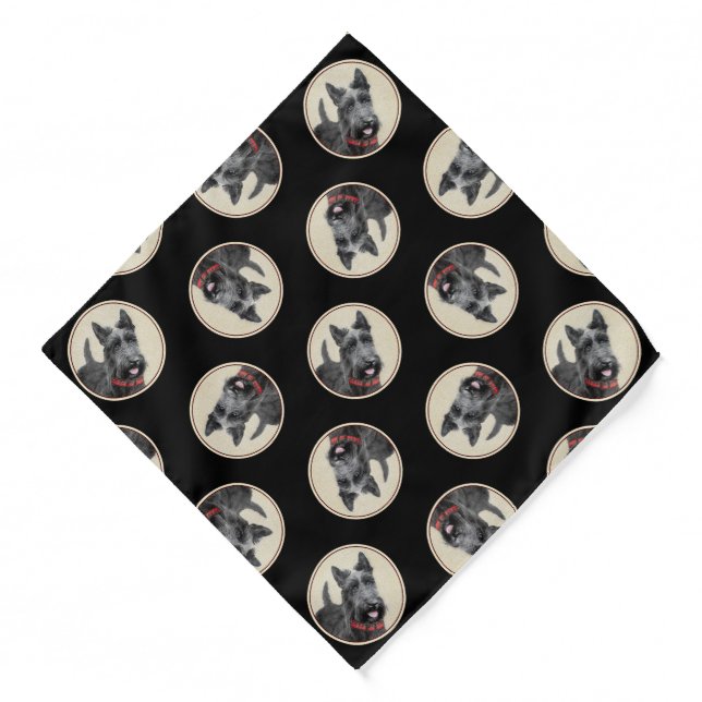 Scottish Terrier Painting Black Original Dog Art Bandana (Front)