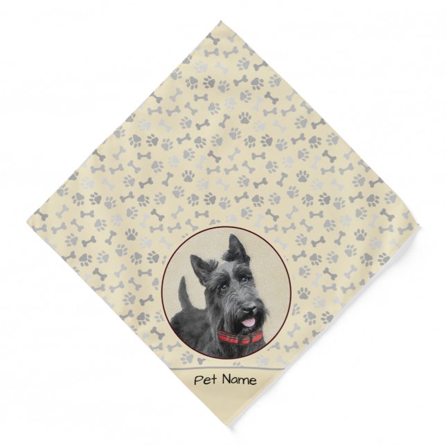 Scottish Terrier Painting Black Original Dog Art Bandana (Front)