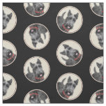 Scottish Terrier Painting Black Original Dog Art Fabric