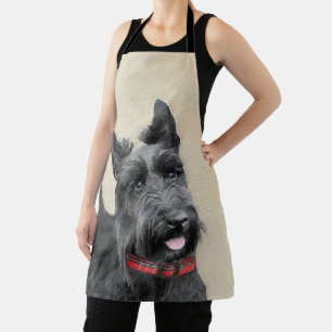 Scottish Terrier Painting - Cute Original Dog Art Apron