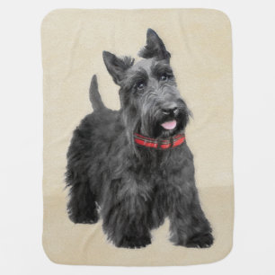Scottish Terrier Painting - Cute Original Dog Art Baby Blanket