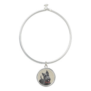 Scottish Terrier Painting - Cute Original Dog Art Bangle Bracelet