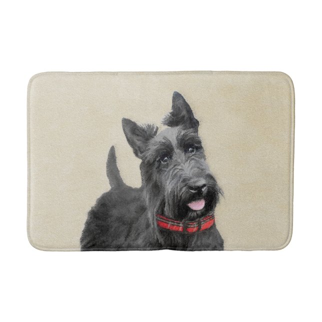 Scottish Terrier Painting - Cute Original Dog Art Bath Mat (Front)