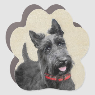 Scottish Terrier Painting - Cute Original Dog Art Car Magnet