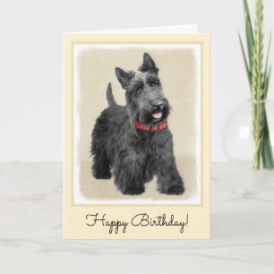 Scottish Terrier Painting - Cute Original Dog Art Card