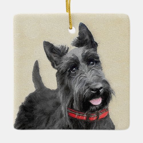 Scottish Terrier Painting _ Cute Original Dog Art Ceramic Ornament